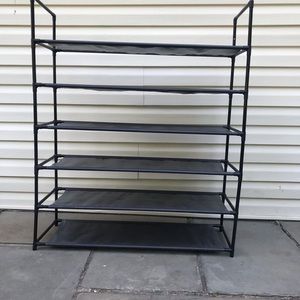6 Tier Fabric Shoe Rack in Black